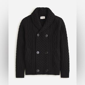 J Crew Double-breasted shawl-collar cable-knit Merino wool cardigan sweater S